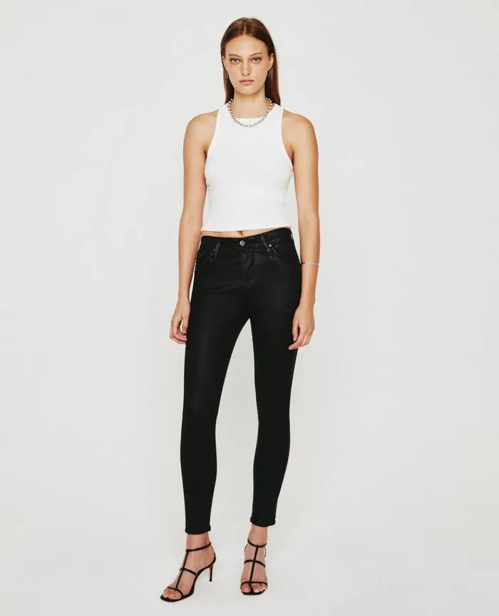 Women Pants AG Jeans Farrah Skinny Ankle Ltt Lt Super Black