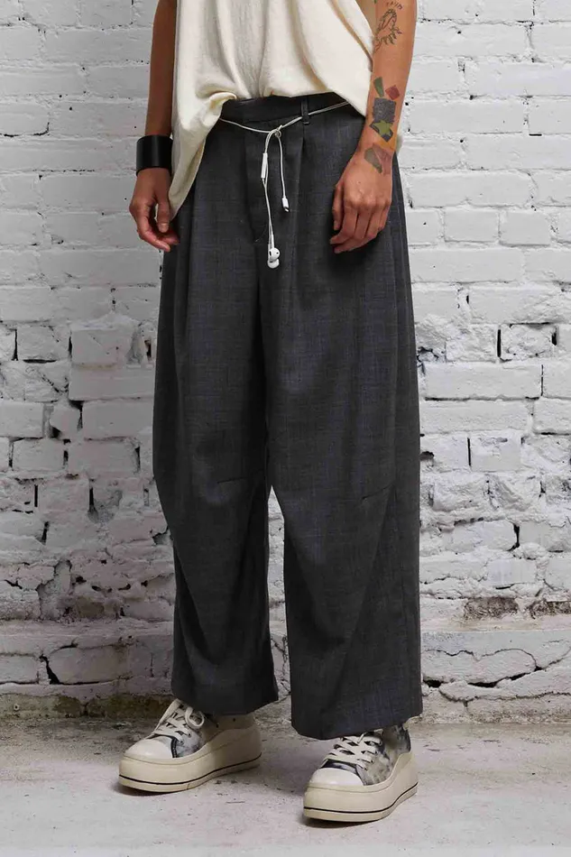 Women Pants and Shorts R13 Cropped Wide Leg Trouser 8211 Dark Glen Plaid