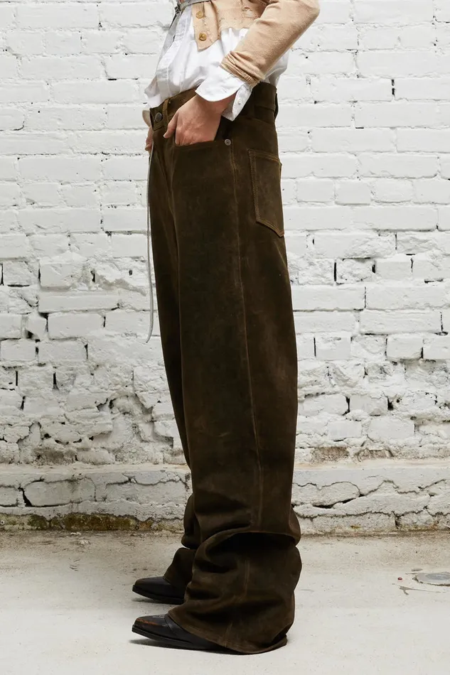 Women Pants and Shorts R13 D039arcy Loose Leather Pant 8211 Brown