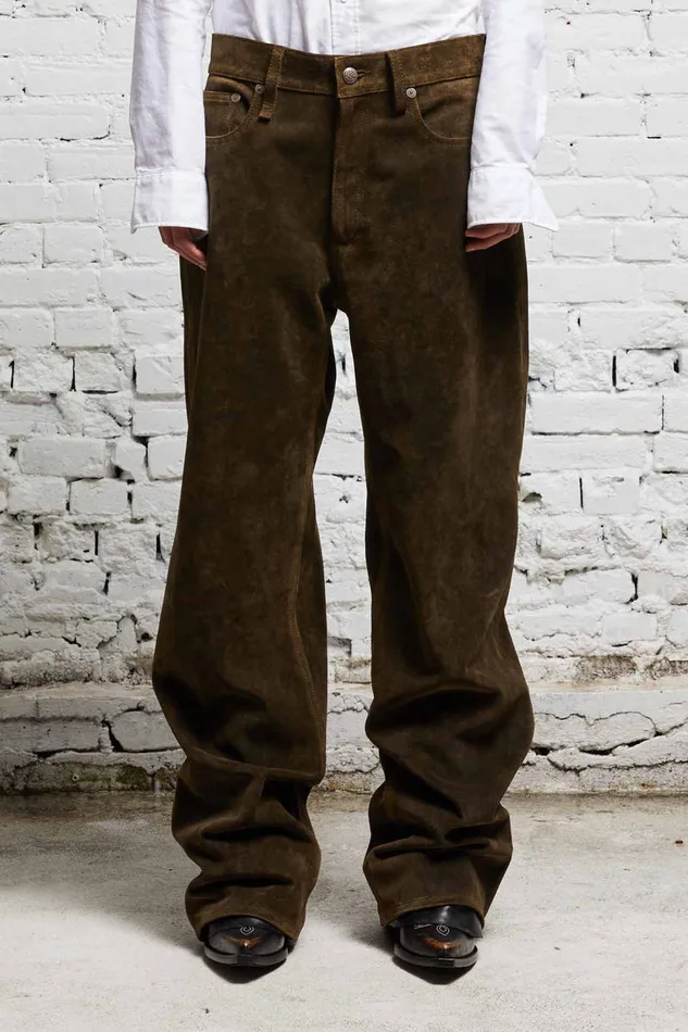 Women Pants and Shorts R13 D039arcy Loose Leather Pant 8211 Brown