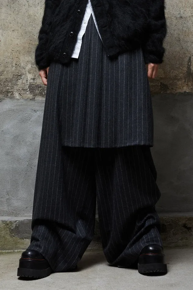 Women Pants and Shorts R13 Kilted Trouser 8211 Grey Pinstripe
