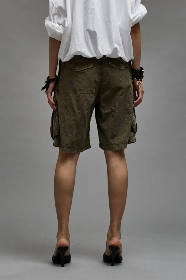 Women Pants and Shorts R13 Multipocket Relaxed Short 8211 Olive Garment Dye