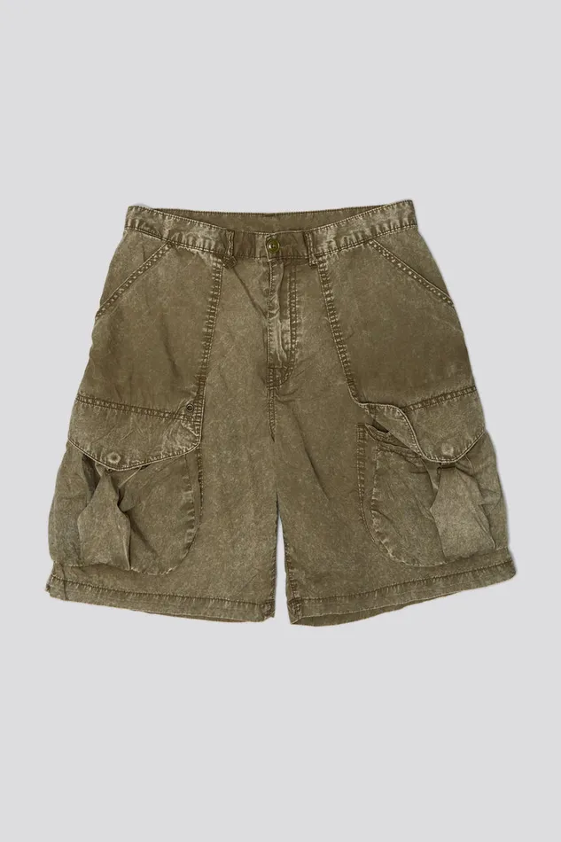 Women Pants and Shorts R13 Multipocket Relaxed Short 8211 Olive Garment Dye