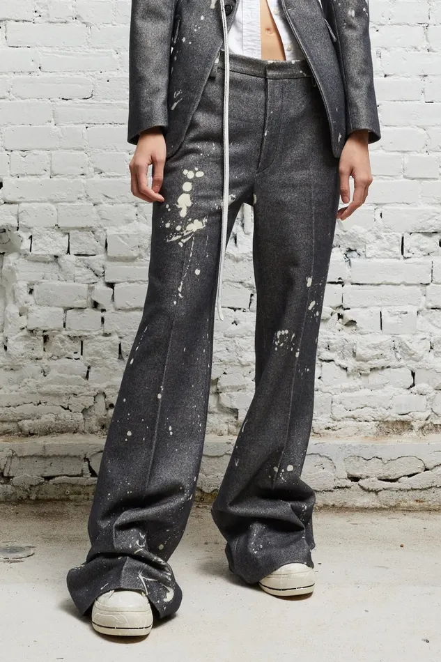 Women Pants and Shorts R13 Relaxed Trouser 8211 Grey Paint Splatter