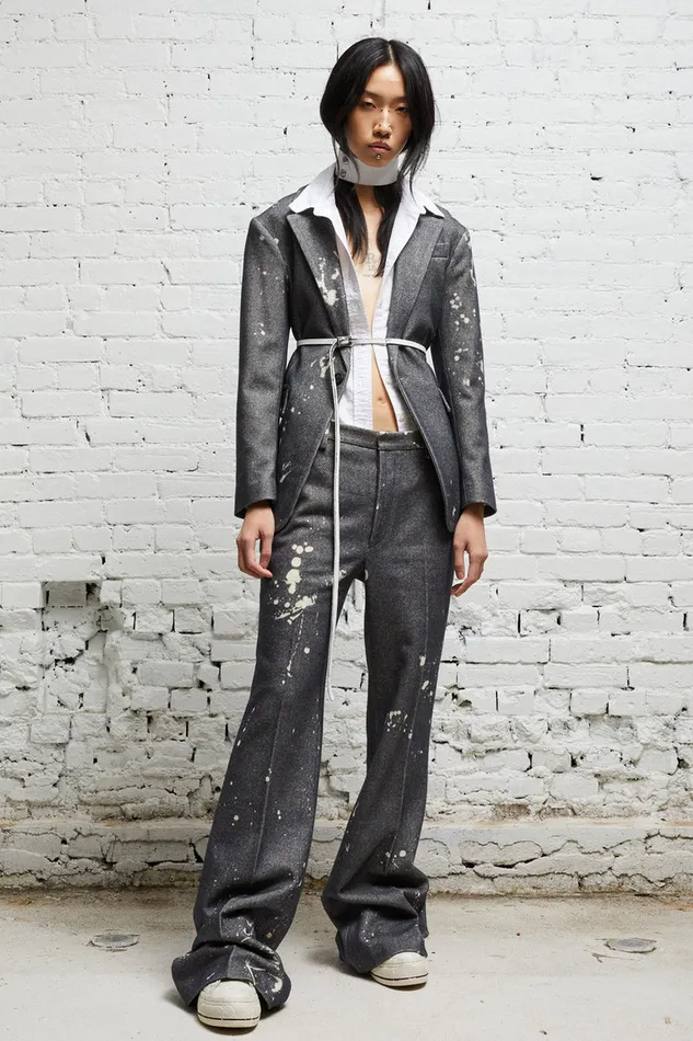 Women Pants and Shorts R13 Relaxed Trouser 8211 Grey Paint Splatter