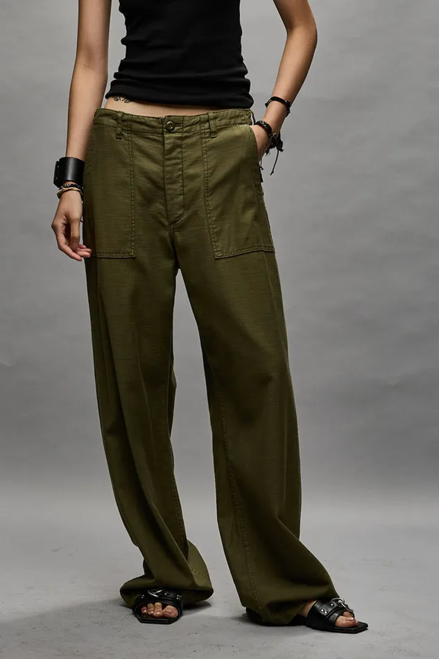 Women Pants and Shorts R13 Wide Leg Utility Pant 8211 Olive