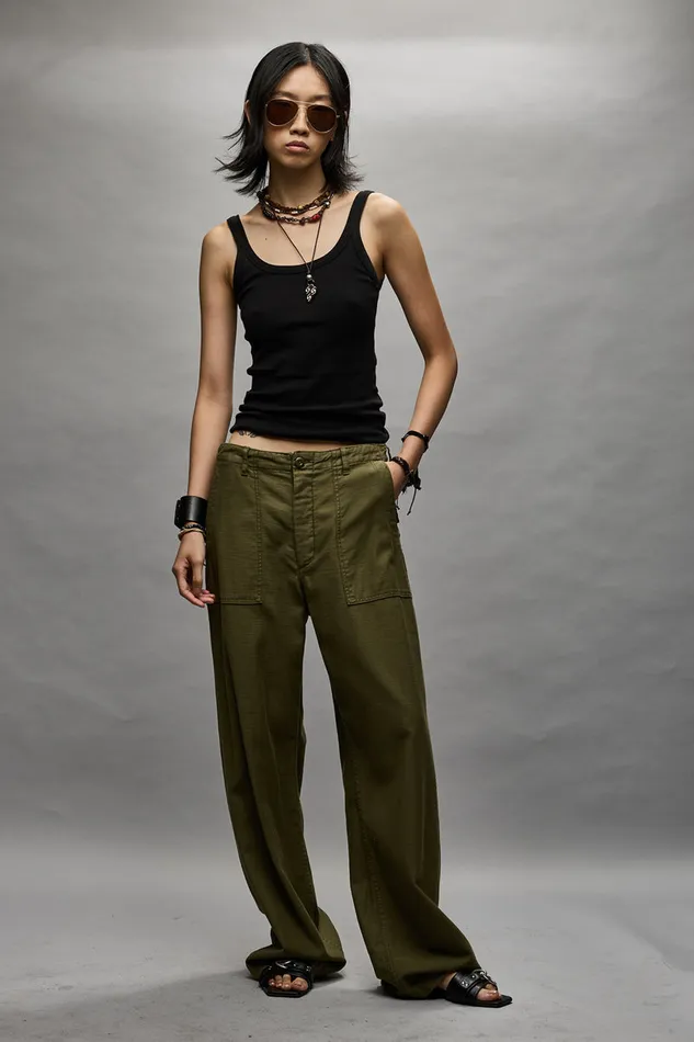 Women Pants and Shorts R13 Wide Leg Utility Pant 8211 Olive