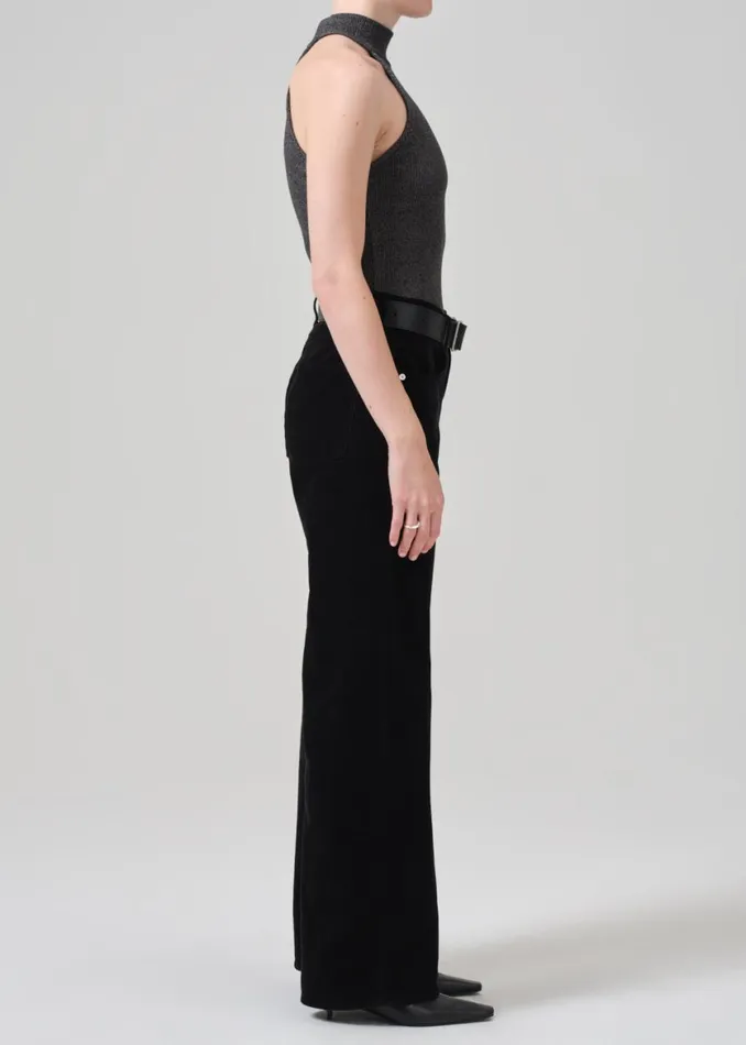 Women Pants Citizens Of Humanity Annina High Rise Wide Leg 30034 Corduroy Black