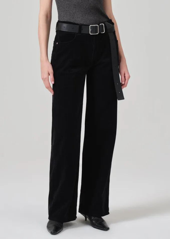 Women Pants Citizens Of Humanity Annina High Rise Wide Leg 30034 Corduroy Black