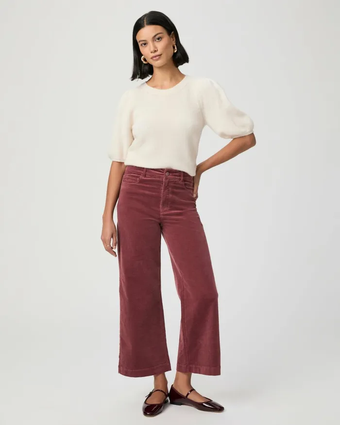 Women Pants PAIGE Anessa Wide Leg Pant 8211 Rose Tea Corduroy