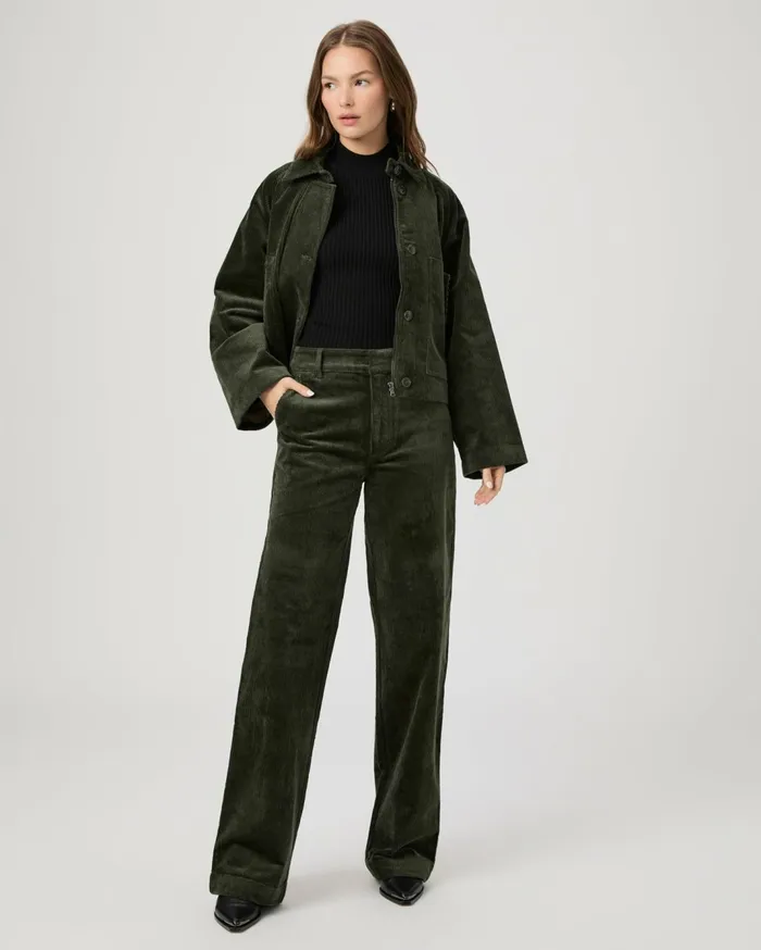 Women Pants PAIGE Danielle Trouser 8211 Dark Fern Green Corduroy Women Pants PAIGE Danielle Trouser 8211 Dark Fern Green Corduroy