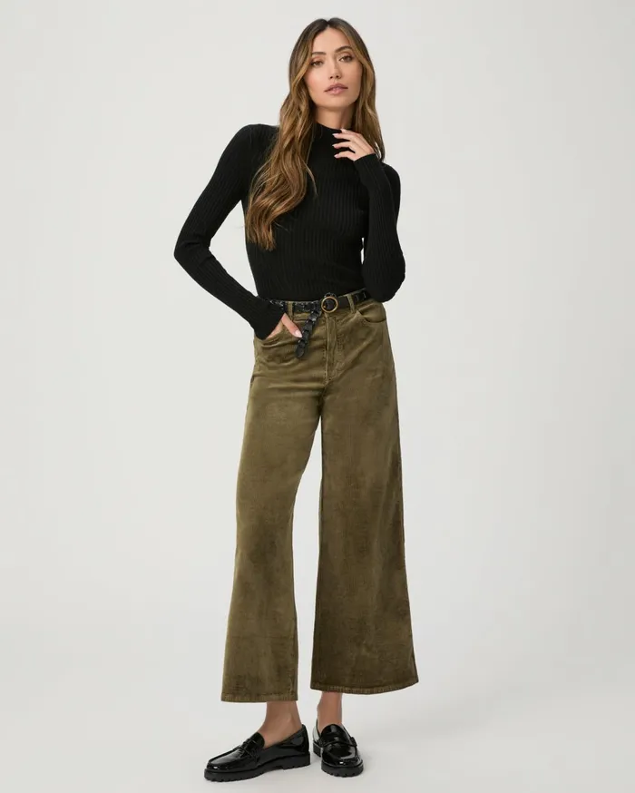 Women Pants PAIGE Harper Ankle Wide Leg Pant 8211 Dark Brushed Olive Corduroy Women Pants PAIGE Harper Ankle Wide Leg Pant 8211 Dark Brushed Olive Corduroy