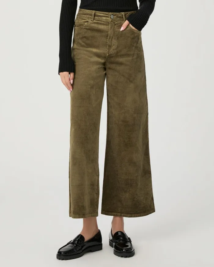 Women Pants PAIGE Harper Ankle Wide Leg Pant 8211 Dark Brushed Olive Corduroy Women Pants PAIGE Harper Ankle Wide Leg Pant 8211 Dark Brushed Olive Corduroy