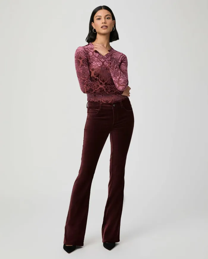 Women Pants PAIGE Laurel Canyon Bootcut Pant 8211 Dark Oxblood Velvet