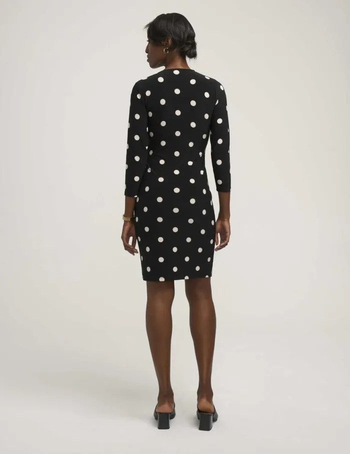 Women Petite Dot Print Faux Wrap Dress Anne Blackanne White Anne Klein Dresses and Jumpsuits