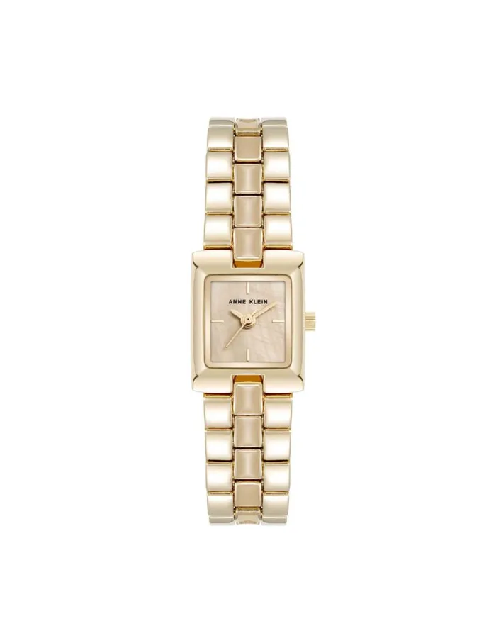 Women Petite Enamel Center Link Bracelet Watch Taupegoldtone Anne Klein Watches