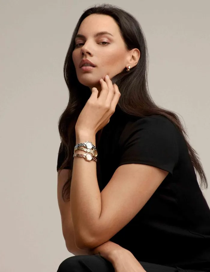 Women Petite Hexagonal Bracelet Watch Goldtone Anne Klein Watches