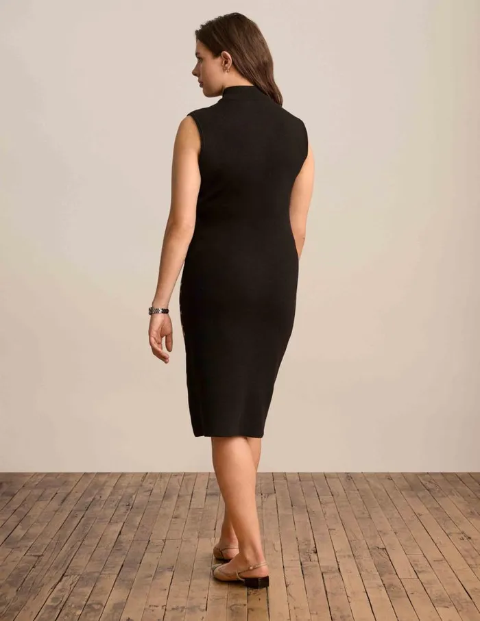 Women Petite Houndstooth Mock Neck Sweater Dress Anne Blackanne White Anne Klein Dresses and Jumpsuits