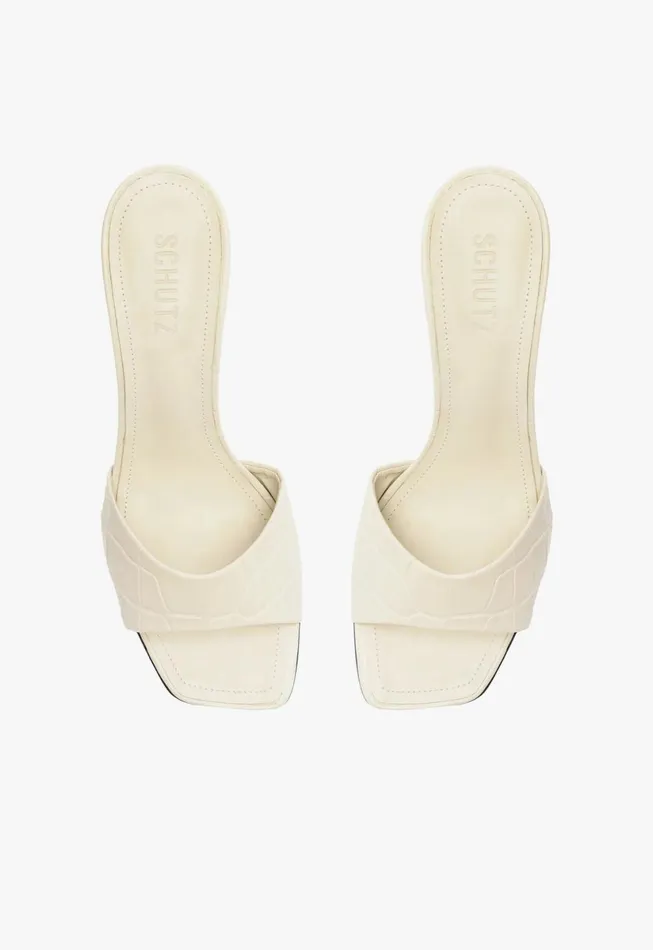 Women Posseni Leather Sandal White Schutz Shoes Mules