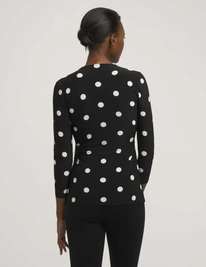 Women Printed Faux Wrap Top Anne Blackandanne White Anne Klein Tops