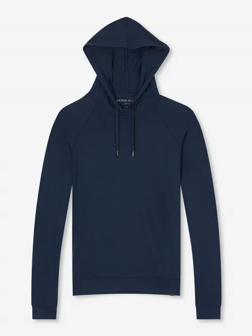 Women Pullover Hoodie Basel Micro Modal Stretch Navy Derek Rose Hooded Tops