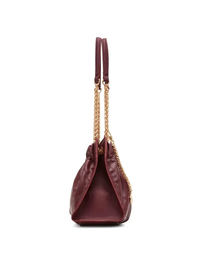 Women Quilted Stitched Cinched Closure Satchel Cherry Lacquer Anne Klein Shoulder Bags