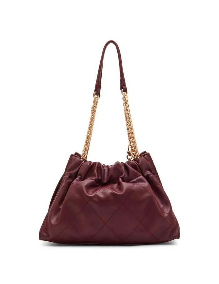 Women Quilted Stitched Cinched Closure Satchel Cherry Lacquer Anne Klein Shoulder Bags