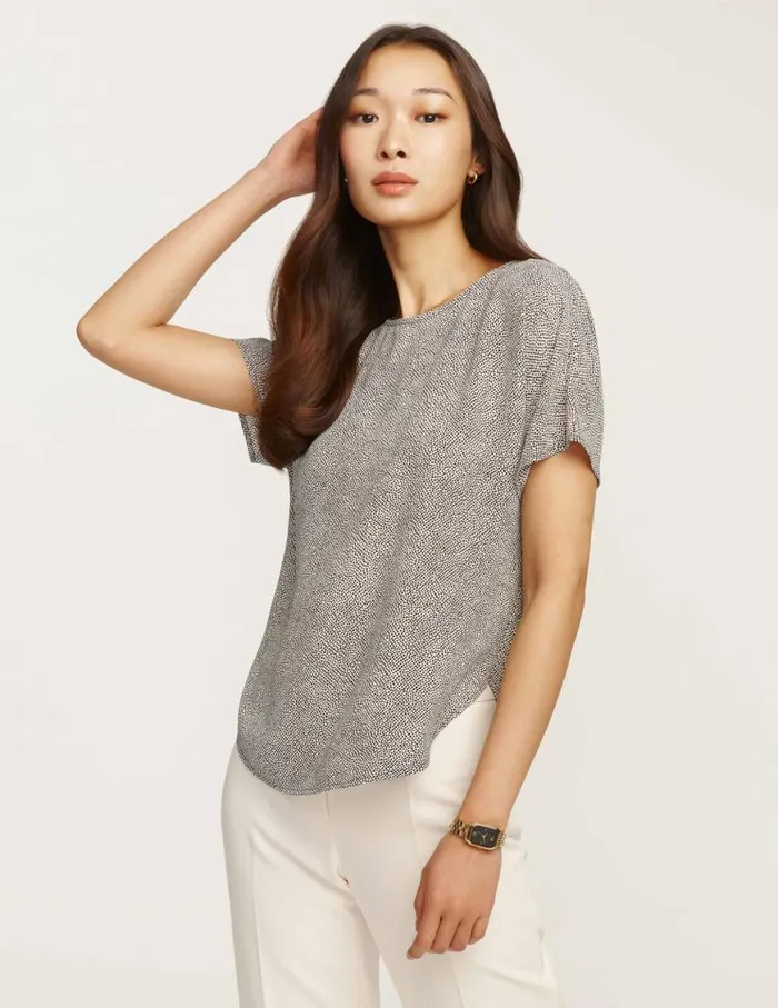 Women Rambling Mini Dot Bateau Blouse Anne Whiteanne Black Anne Klein Tops