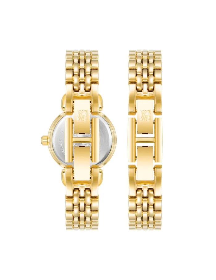Women Roman Numeral Dial Bracelet Watch Set Goldtone Anne Klein Watches