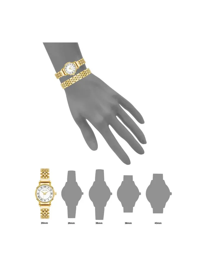 Women Roman Numeral Dial Bracelet Watch Set Goldtone Anne Klein Watches
