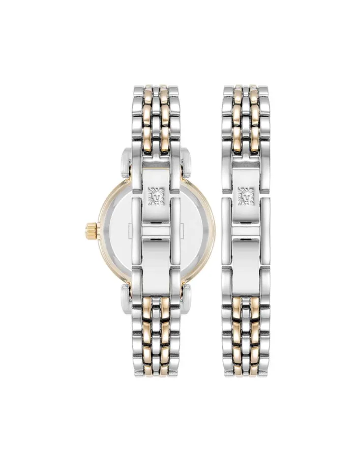 Women Roman Numeral Dial Bracelet Watch Set Goldtone Anne Klein Watches