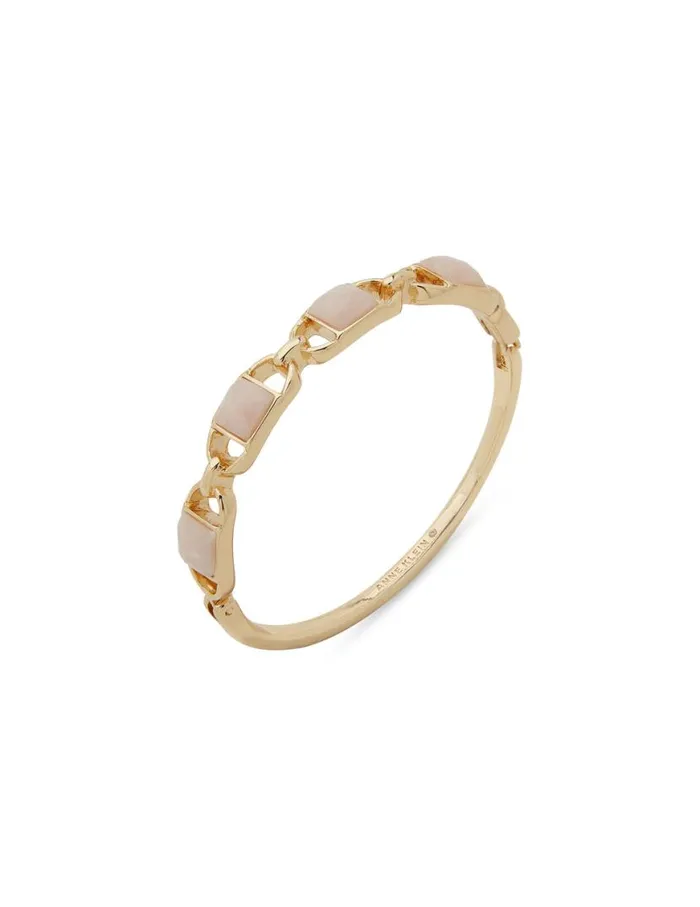 Women Rose Quartz Oval Hinge Bracelet In Gift Box Anne Klein Bracelets