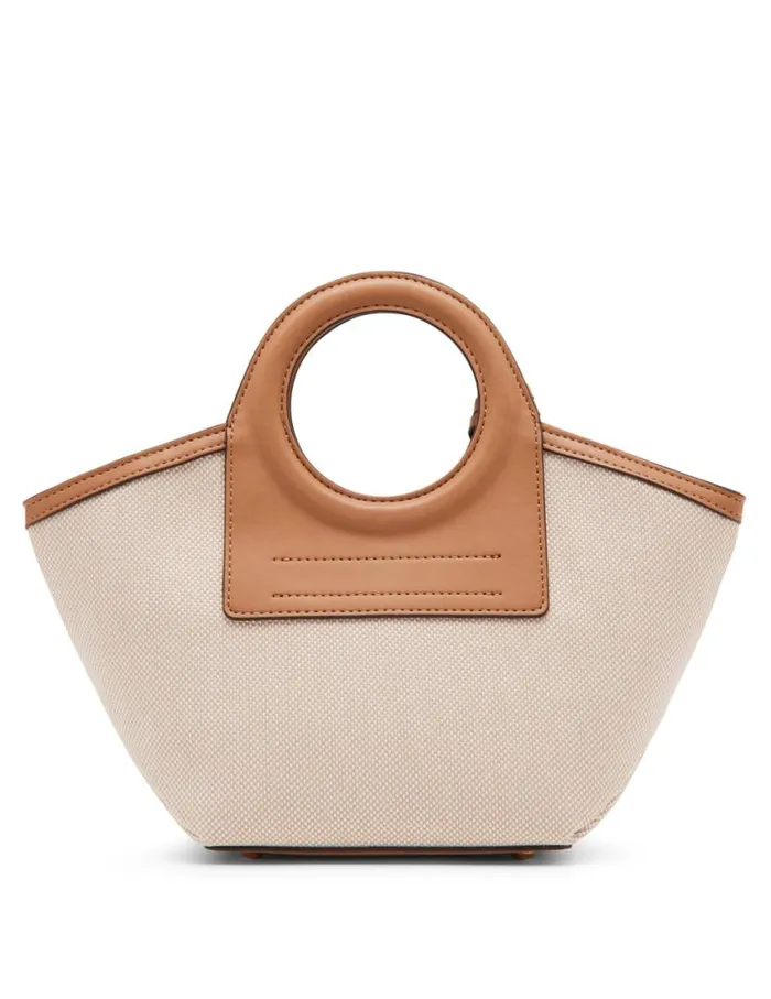 Women Round Handle Straw Satchel Tan Creamsunbaked Anne Klein Satchel Bags