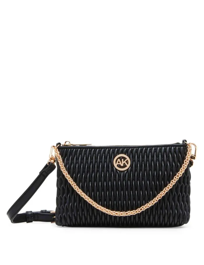 Women Ruched Crossbody With Chain Swag Black Anne Klein Crossbody Bags