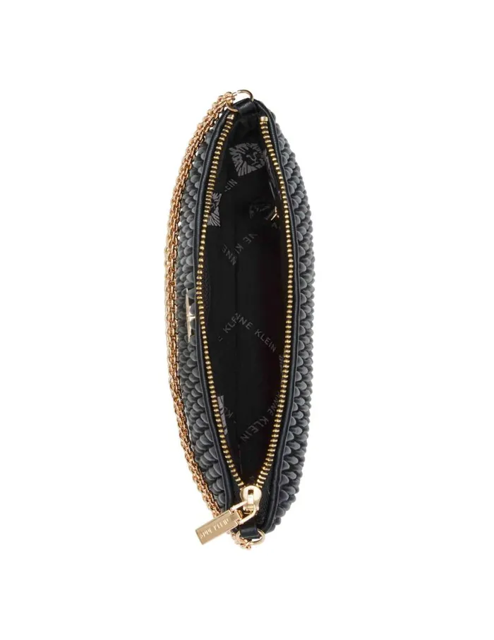Women Ruched Crossbody With Chain Swag Black Anne Klein Crossbody Bags