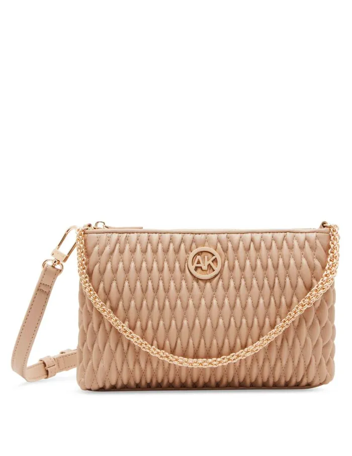 Women Ruched Crossbody With Chain Swag Black Anne Klein Crossbody Bags