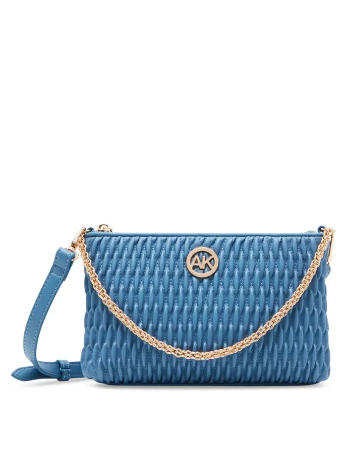 Women Ruched Crossbody With Chain Swag Elemental Blue Anne Klein Crossbody Bags