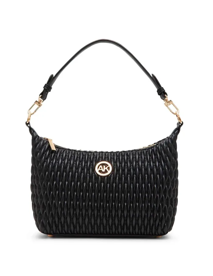 Women Ruched Quilted Shoulder Bag With Convertible Strap Black Anne Klein Shoulder Bags