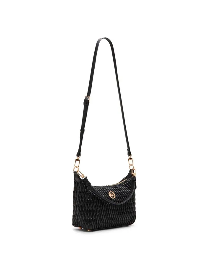 Women Ruched Quilted Shoulder Bag With Convertible Strap Black Anne Klein Shoulder Bags