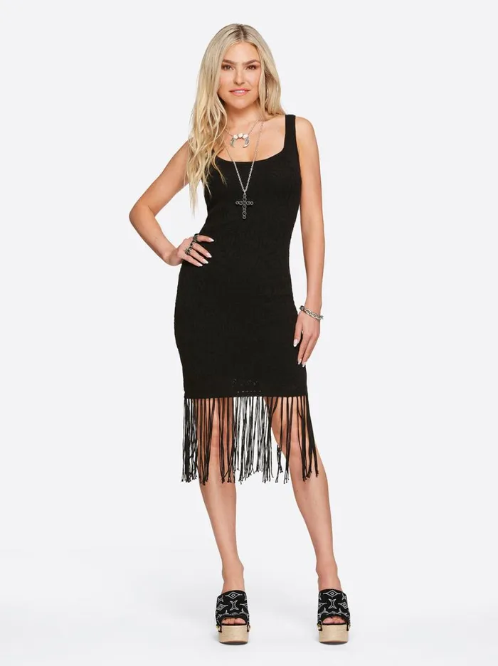 Women Sage Fringe Dress In Black Jessica Simpson Dresses