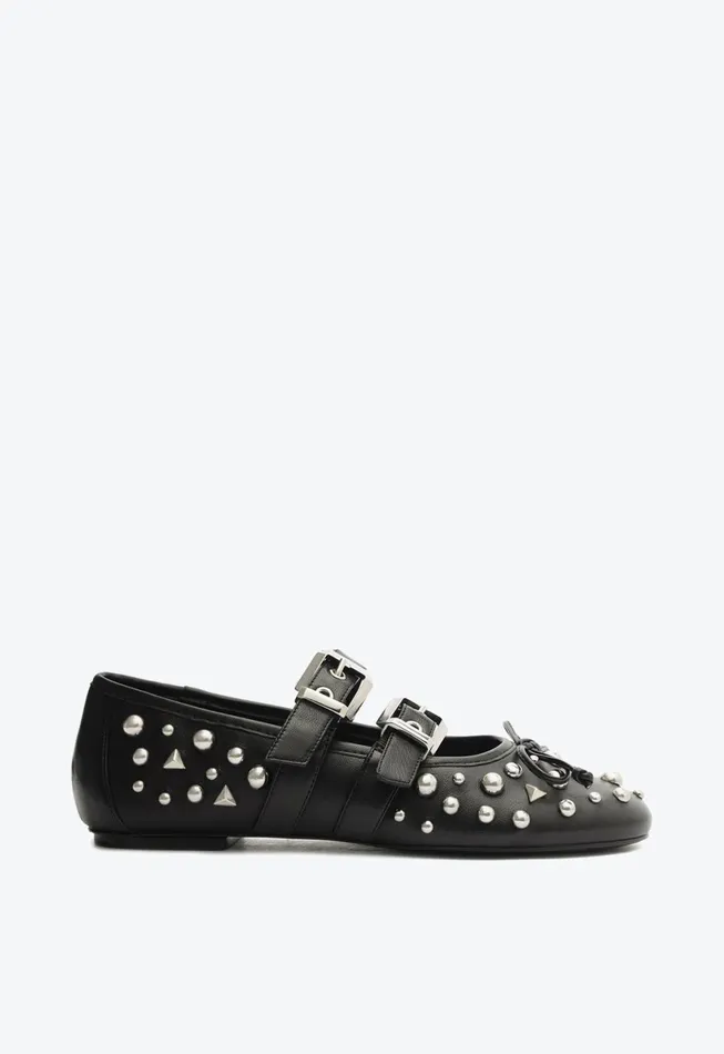 Women Sarita Leather Flat Black Schutz Shoes Ballerinas