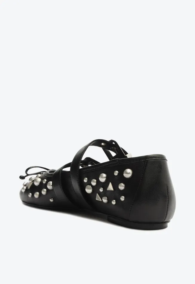 Women Sarita Leather Flat Black Schutz Shoes Ballerinas