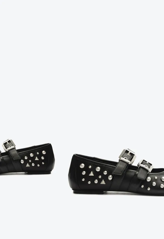 Women Sarita Leather Flat Black Schutz Shoes Ballerinas