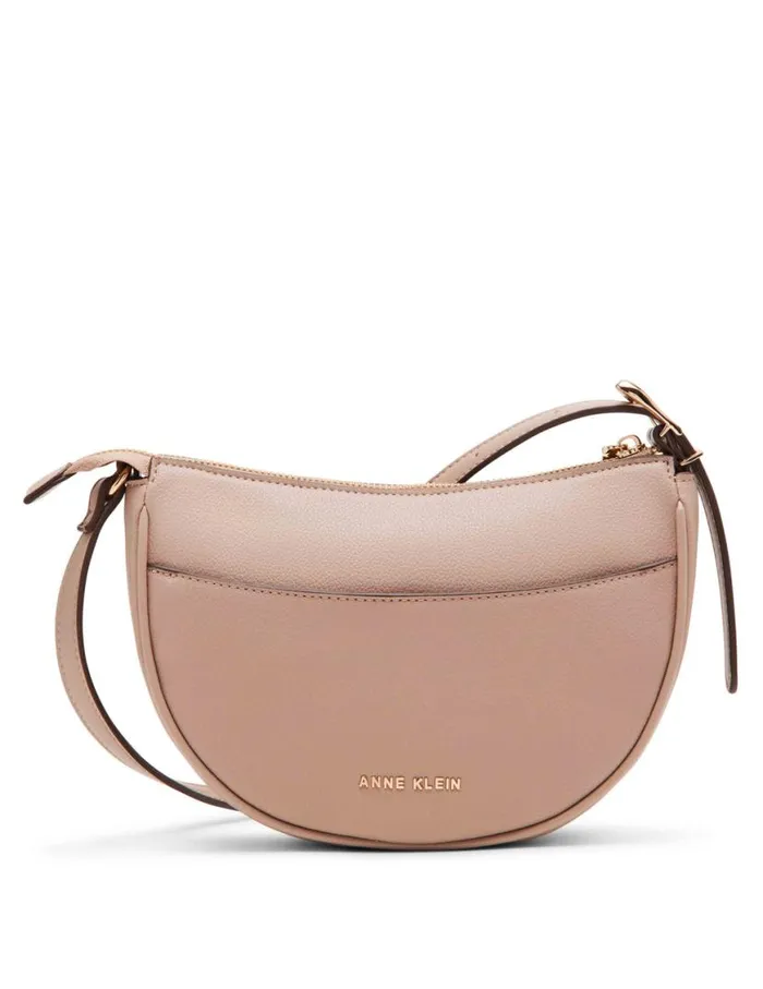 Women Sculpted Buckle Half Moon Crossbody Rosewater Anne Klein Crossbody Bags
