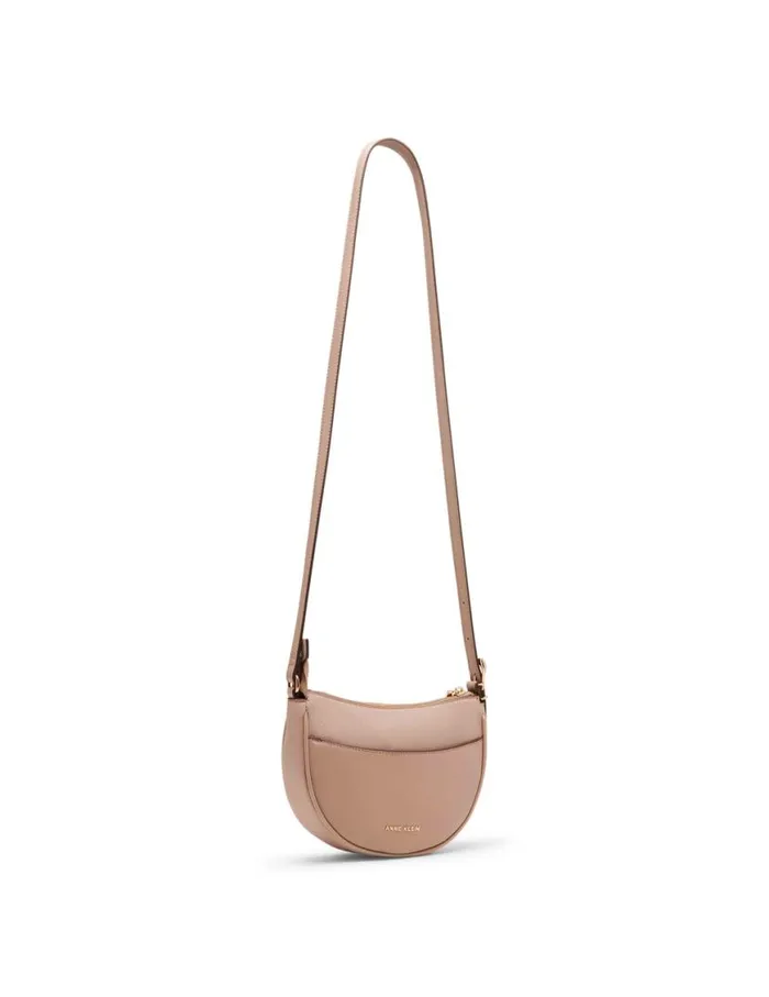 Women Sculpted Buckle Half Moon Crossbody Rosewater Anne Klein Crossbody Bags