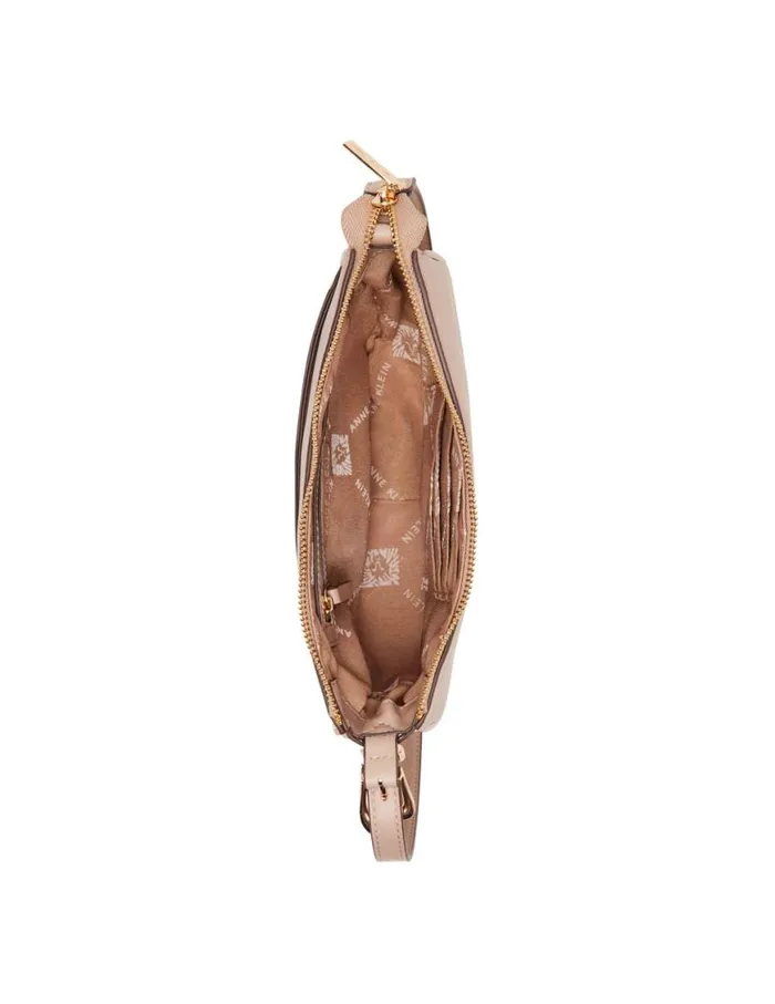 Women Sculpted Buckle Half Moon Crossbody Rosewater Anne Klein Crossbody Bags