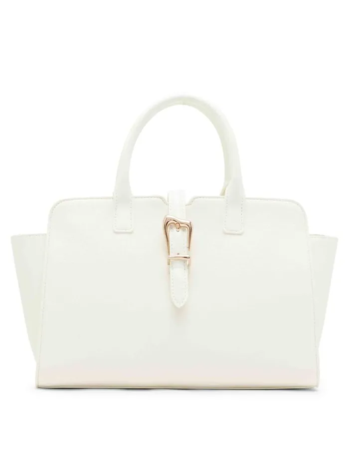Women Sculpted Buckle Satchel and Detachable Strap Anne White Anne Klein Crossbody Bags