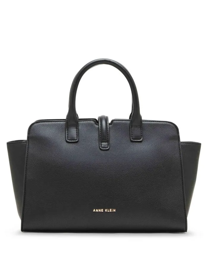 Women Sculpted Buckle Satchel and Detachable Strap Anne White Anne Klein Crossbody Bags