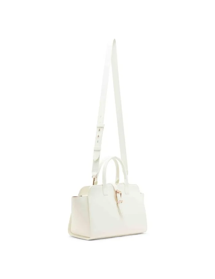 Women Sculpted Buckle Satchel and Detachable Strap Anne White Anne Klein Crossbody Bags
