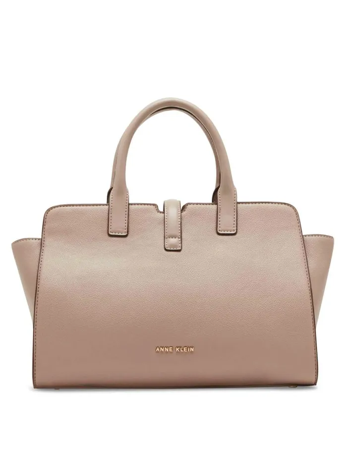 Women Sculpted Buckle Satchel and Detachable Strap Timeless Taupe Anne Klein Crossbody Bags